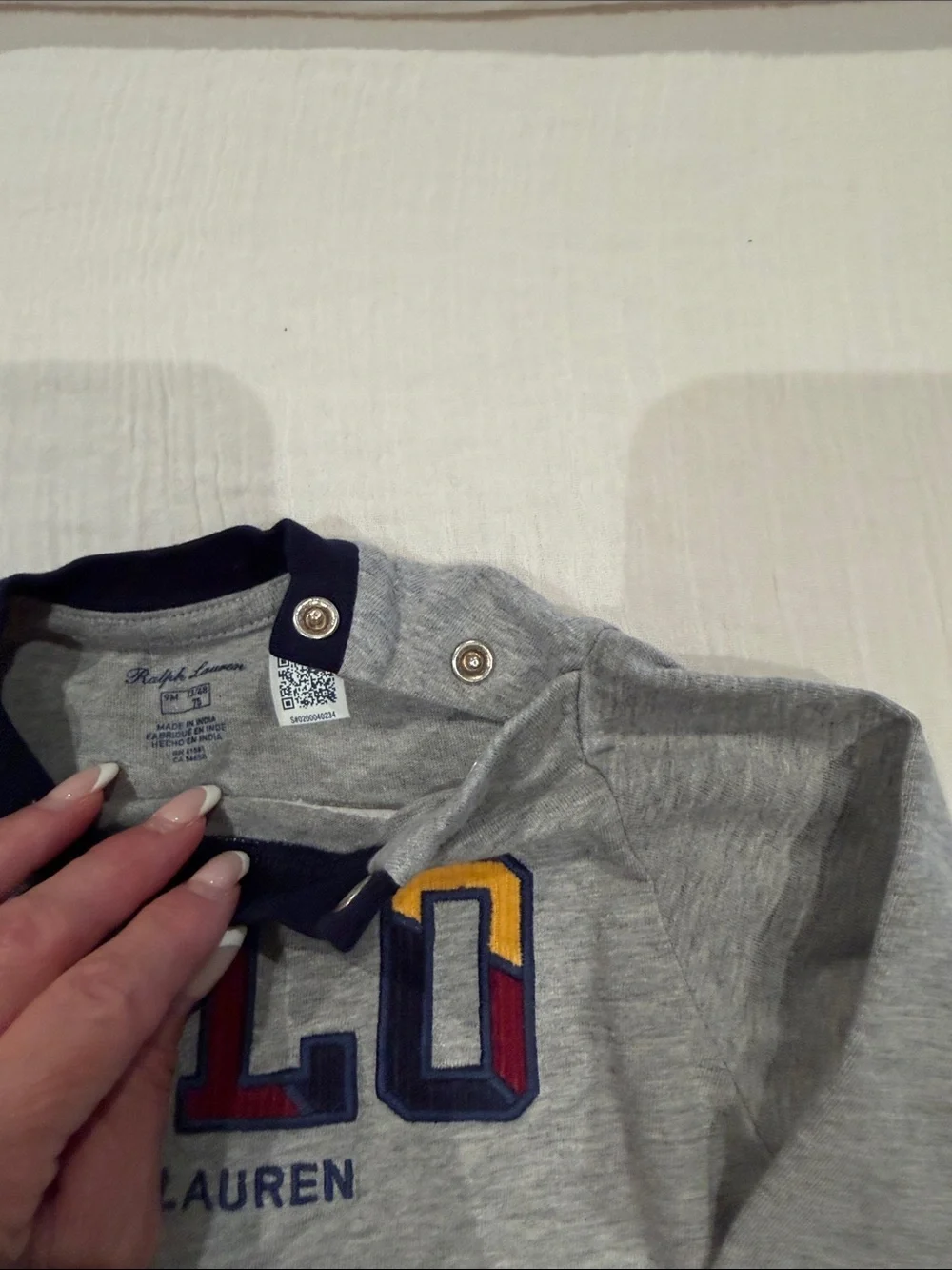Ralph Lauren Gray Top with Navy Pants Baby Set 9M